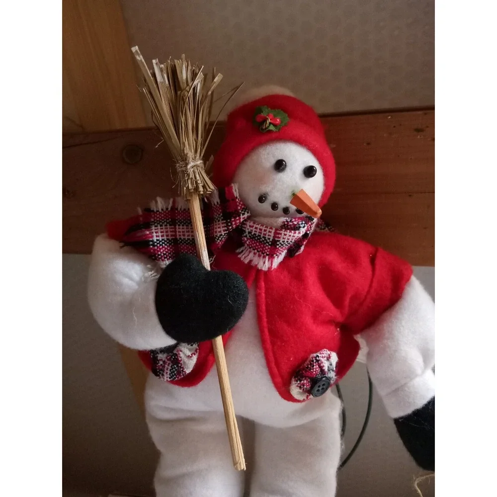 Santa's Best Snowman With Scarf Sled‎ Christmas Tree Ornament Plug In Animated